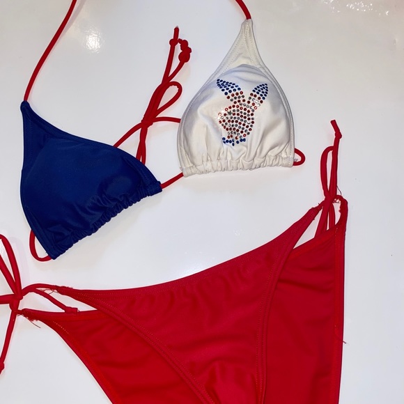 NWT PLAYBOY🐰 RED, WHITE & BLUE BIKINI SET - Picture 4 of 5